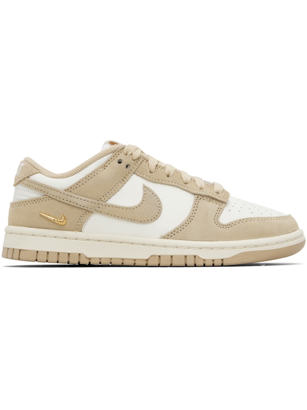 Nike Beige & Off-White Dunk Low Suede Sneakers